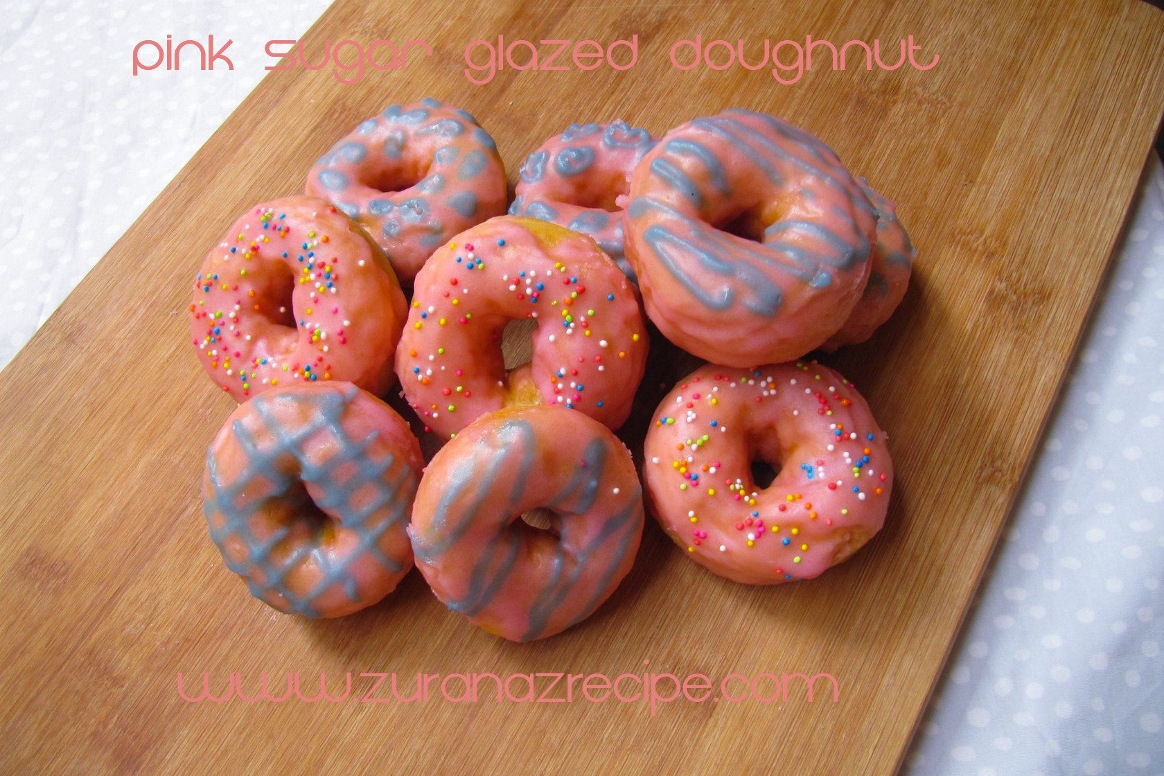 Pink Sugar Glazed Doughnuts
