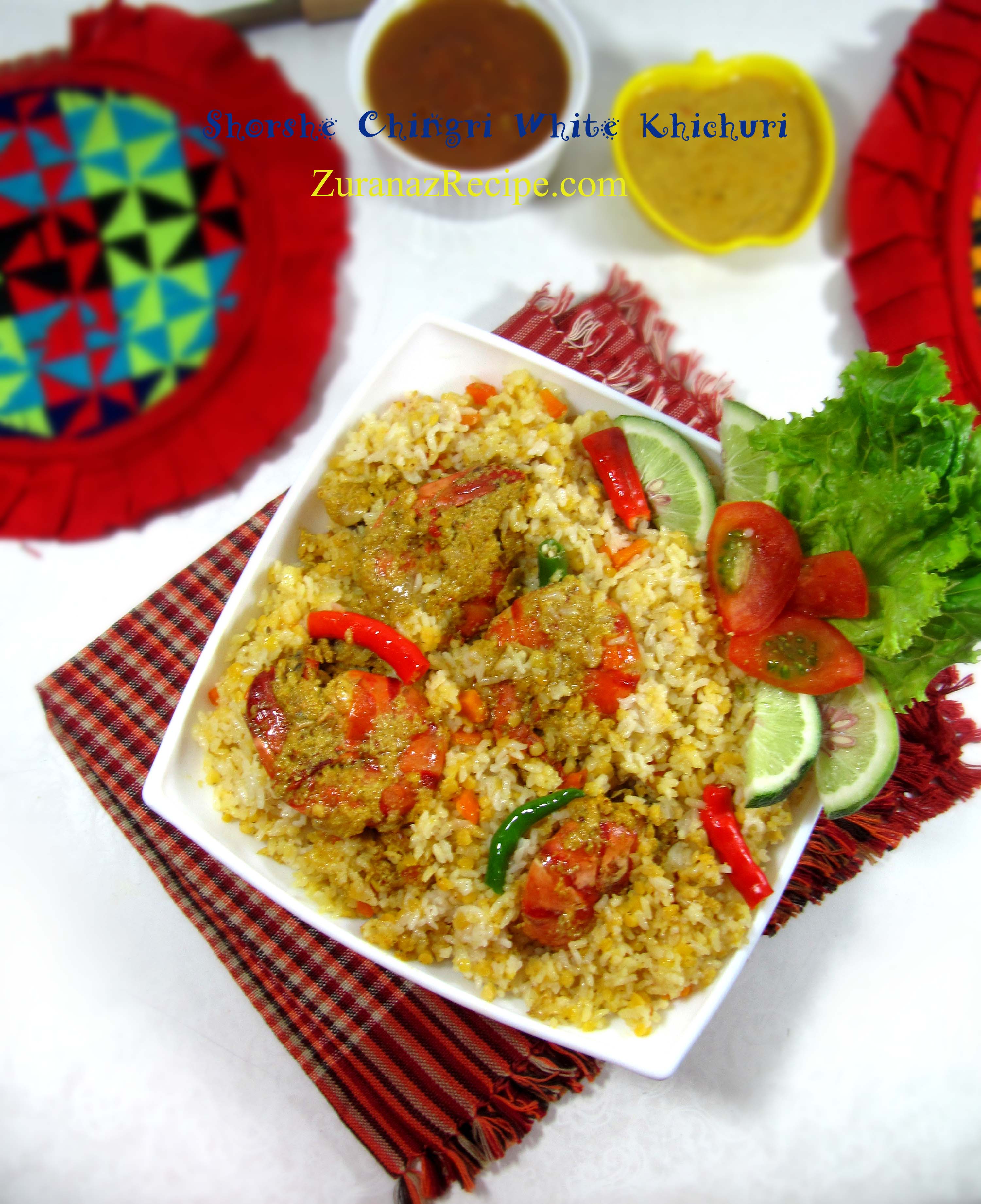 Shorshe-Chingri White Khichuri/Mustard-Prawn-Lentil Rice